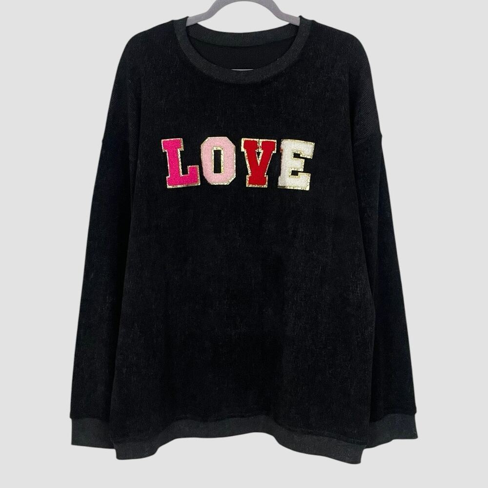 Black Ribbed Knit LOVE Sweater